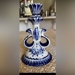 Russian vintage Gzhel candle holder